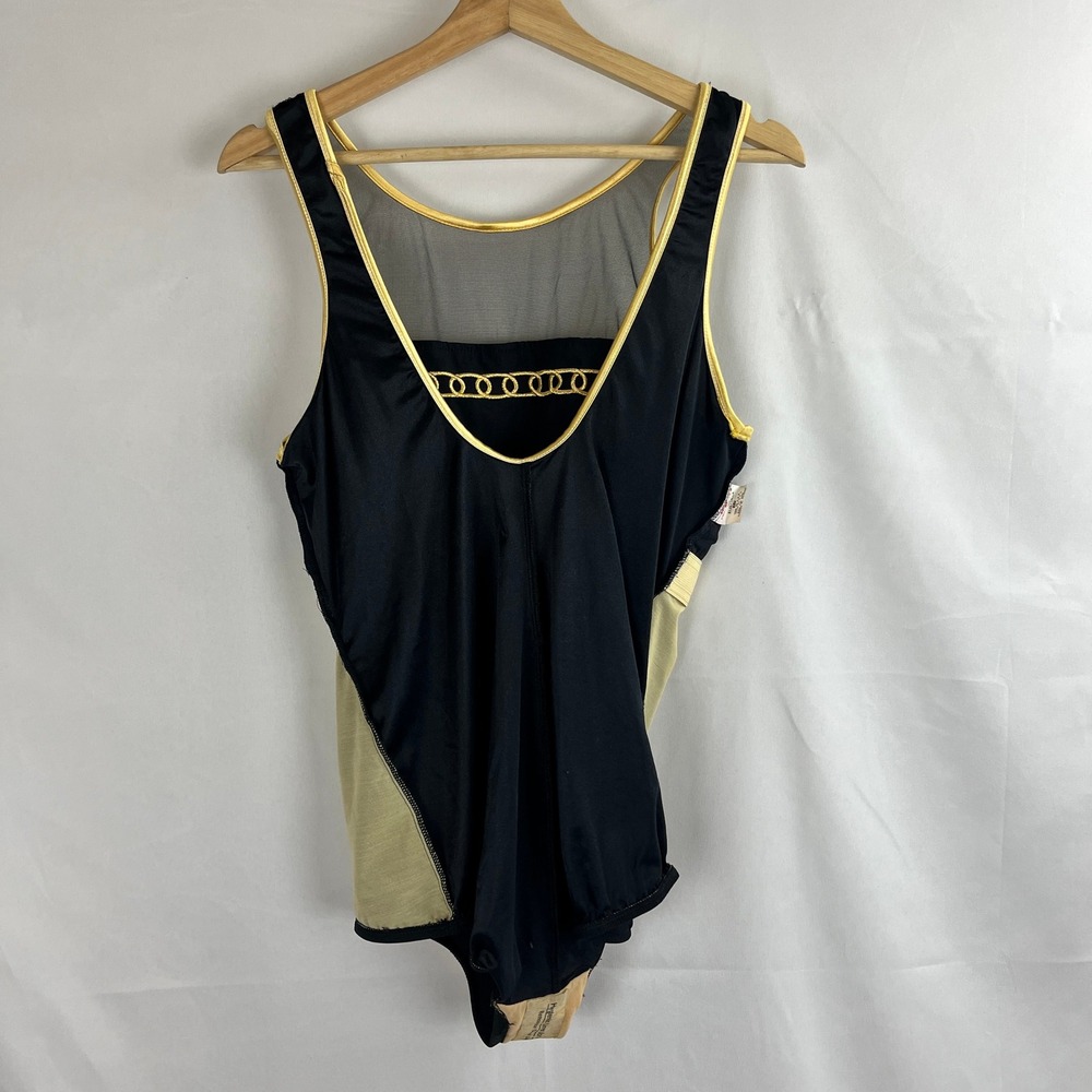 NWOT Maxine of Hollywood Chain Detail Swimsuit 22 Black Gold One Piece Mob Wife - Picture 5 of 9